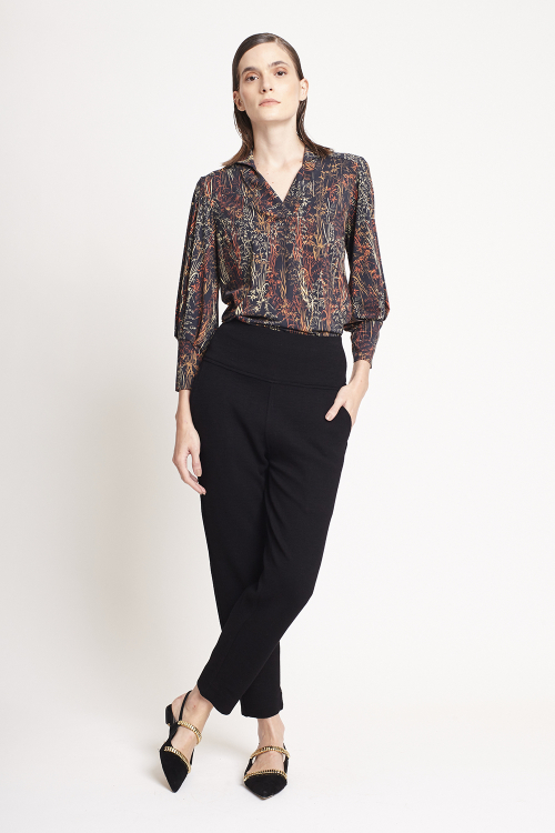 blusa jersey estampa bambu decote v