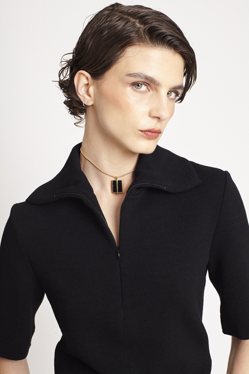 blusa bouclê com ziper