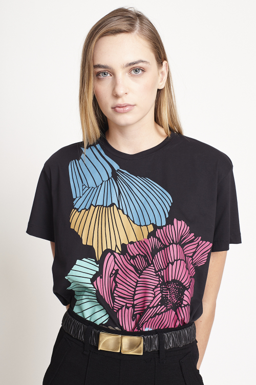 camiseta algodão pima ampla silk peônia