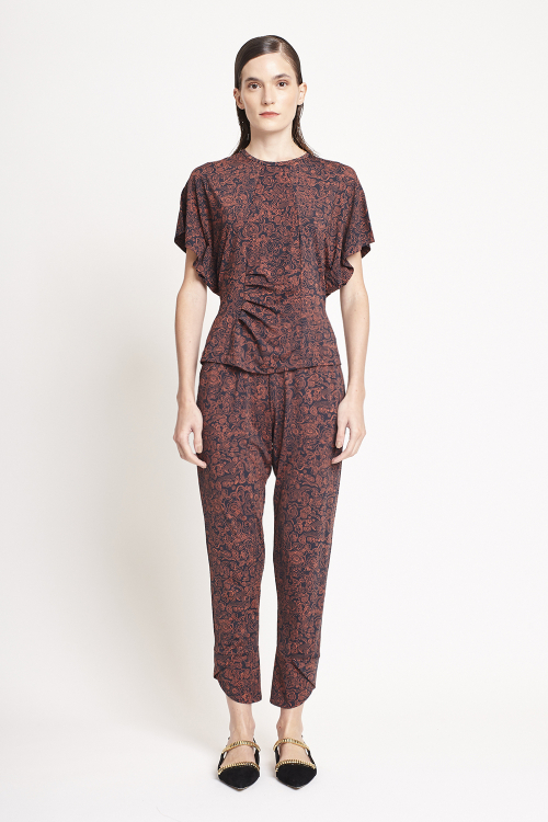 blusa estampa nuvens franzido