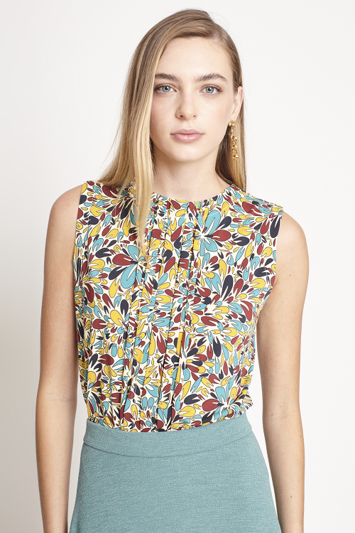 blusa jersey estampa alegria pregas