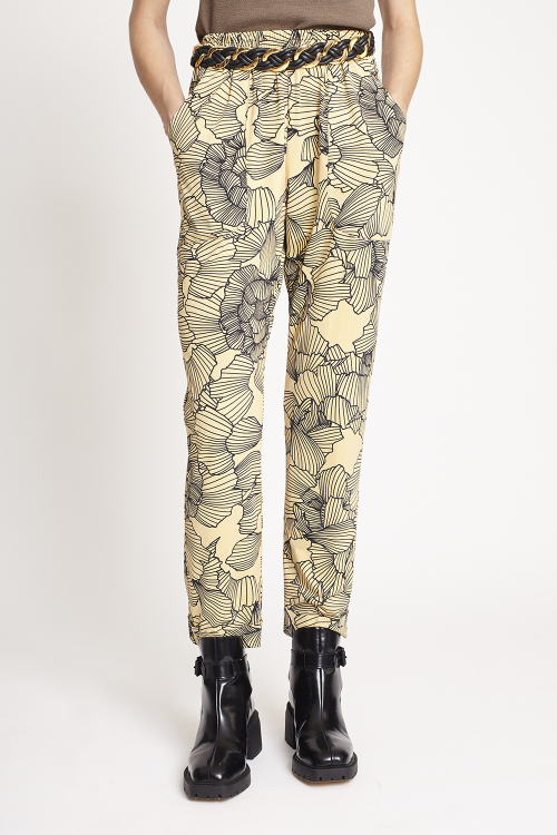 calça jersey estampa peônia