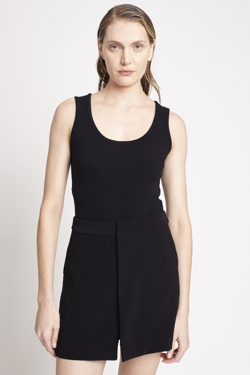 saia malha crepe curta