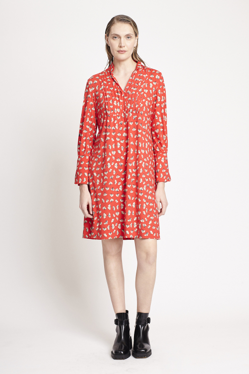 vestido jersey estampa ginkgo pala curto