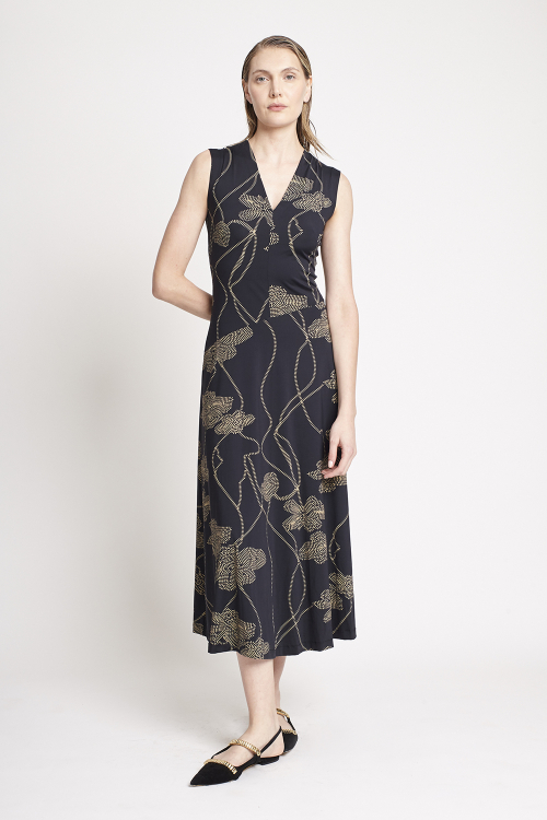 vestido jersey est bordado franzido lateral