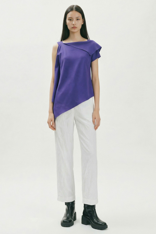 blusa malha dupla leve irregular