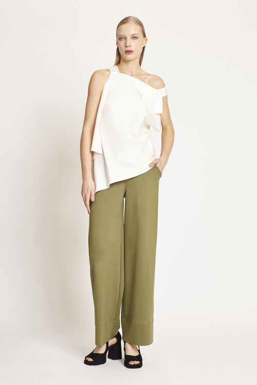 blusa malha dupla leve irregular