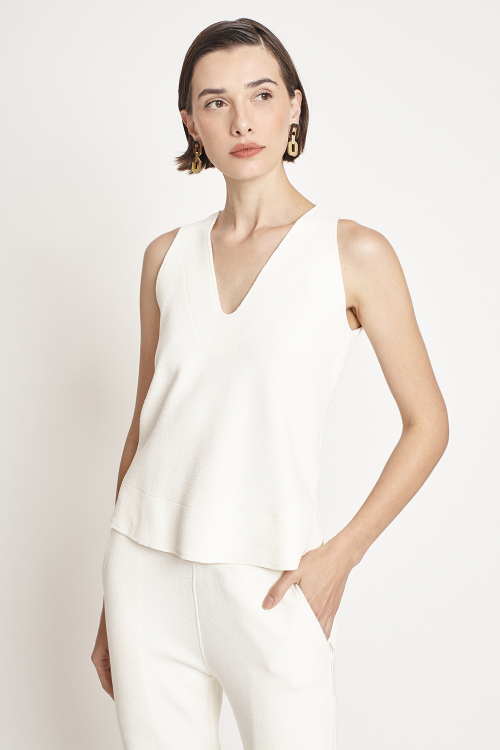 blusa bouclê decote v