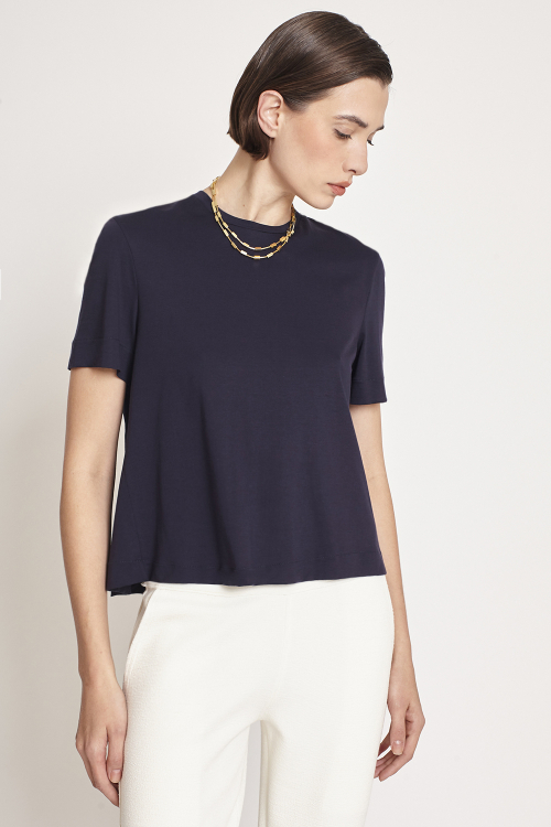 camiseta algodão pima com pregas
