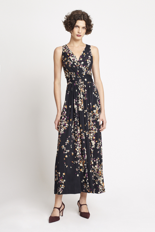 vestido jersey estampa ramalhete