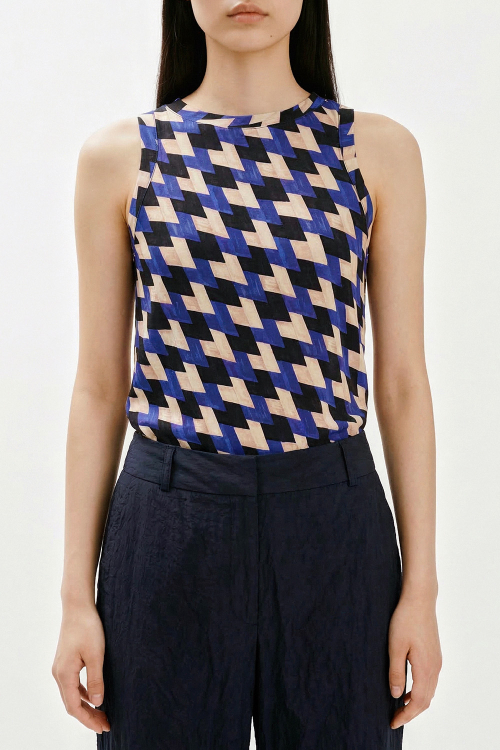 blusa jersey estampa tressê