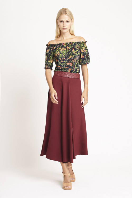 blusa jersey estampa bosque ombro a ombro