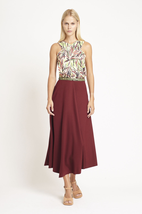 blusa jersey estampa bloom decote cruzado