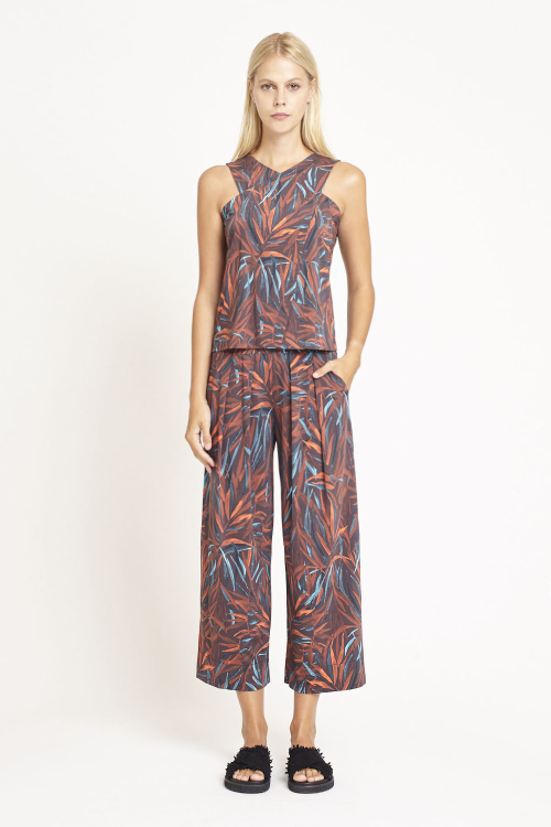 blusa jersey estampa bloom decote cruzado