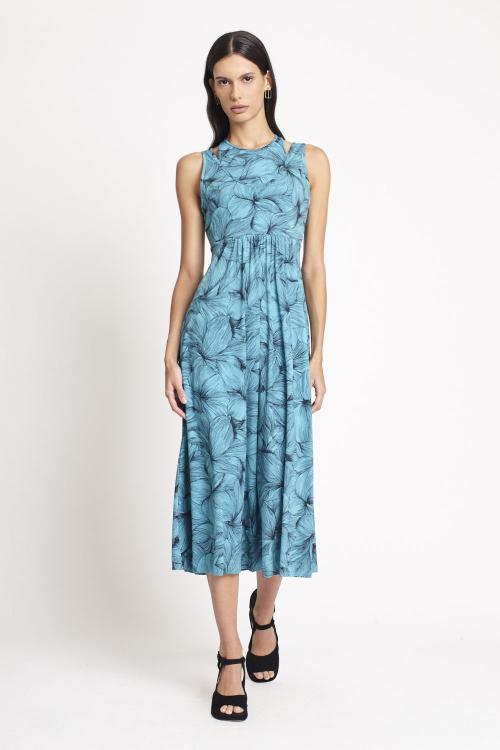vestido jersey estampa campo florido nadador