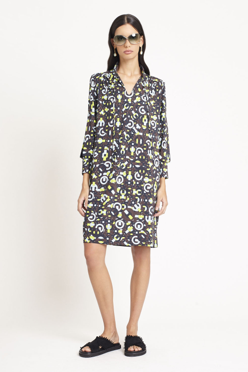 vestido jersey estampa tramado curto