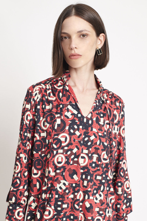 vestido jersey estampa tramado curto