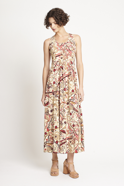 vestido jersey estampa parque midi