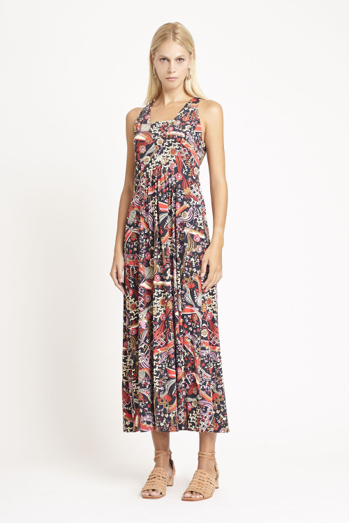 vestido jersey estampa parque midi