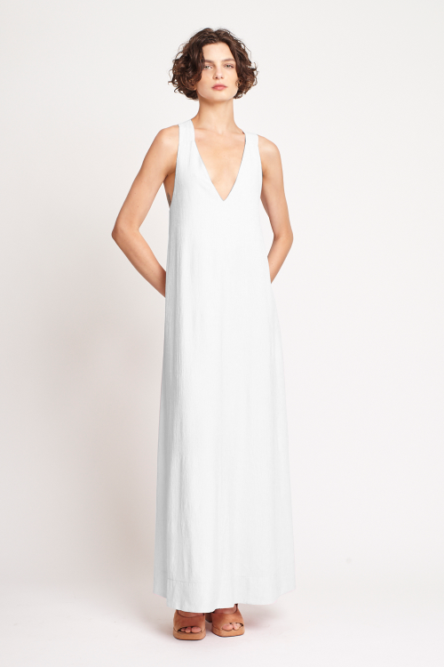 vestido plissado longo