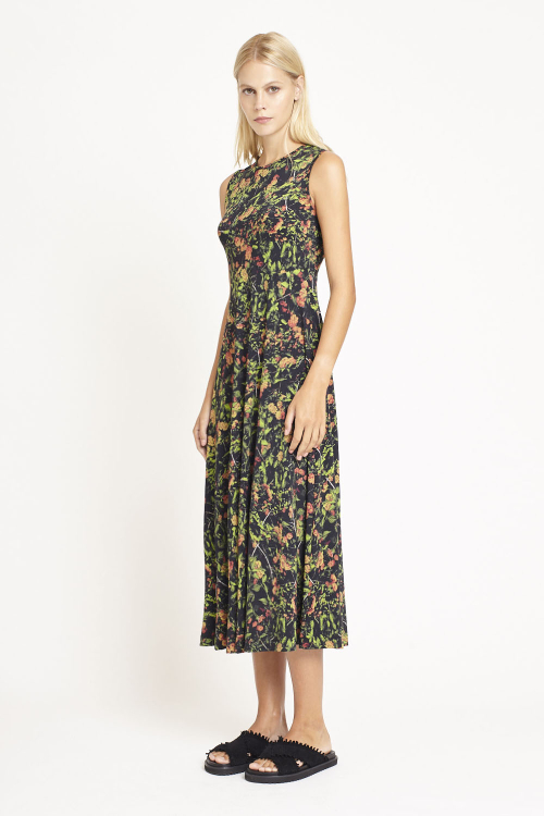 vestido jersey estampa bosque