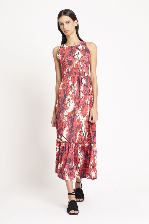 vestido jersey estampa jardim secreto