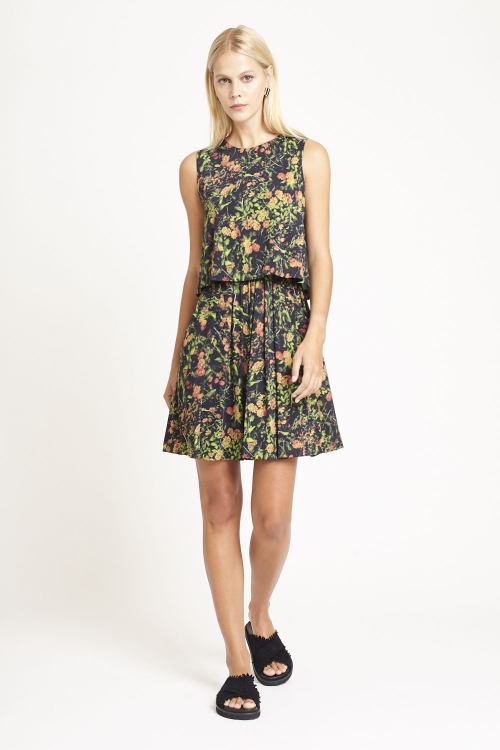 vestido jersey estampa bosque curto