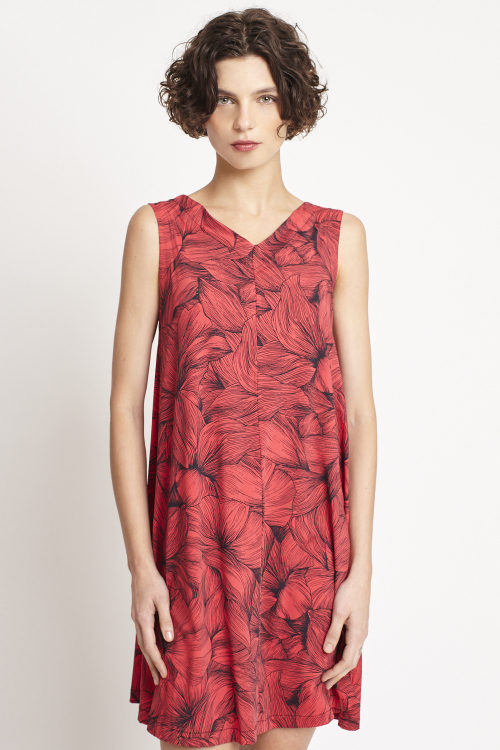 vestido jersey estampa campo florido curto
