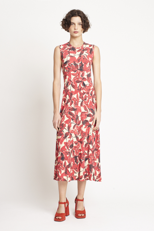 vestido jersey estampa flor aquarela