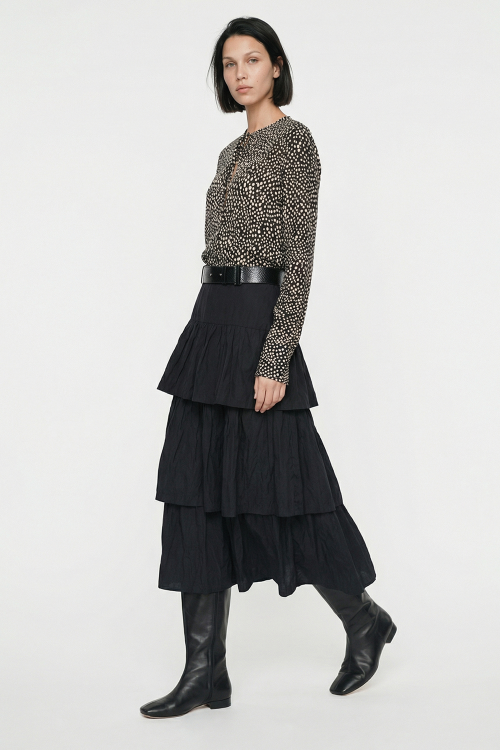 blusa jersey estampa bolinhas detalhe manga