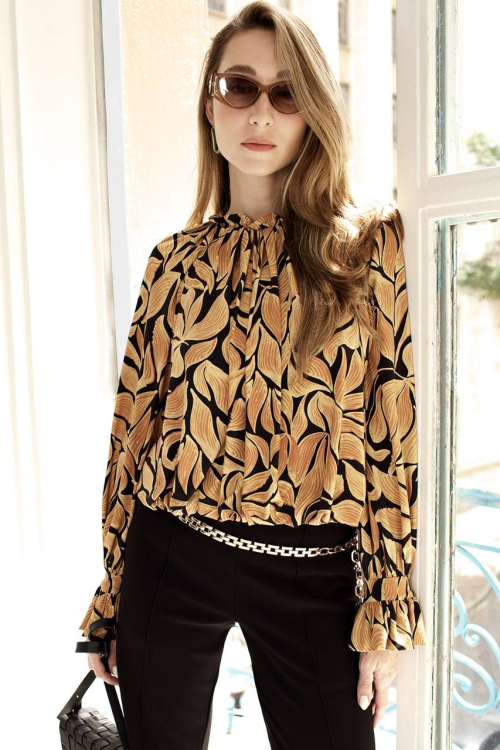 blusa jersey estampa brocado ampla