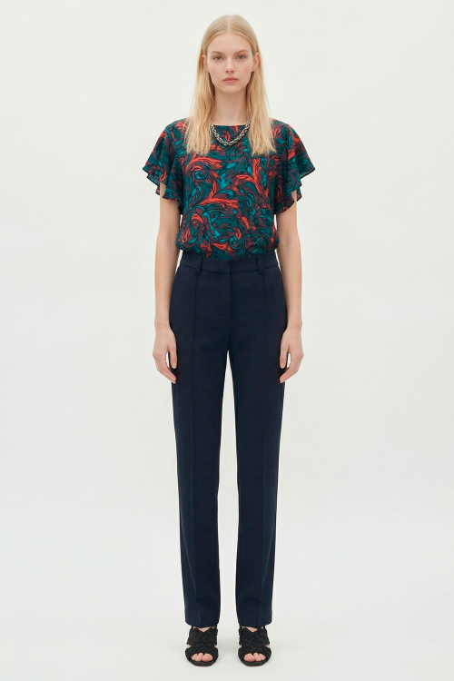 blusa seda estampa ventania babados