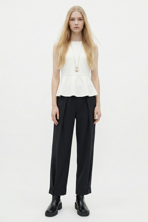 blusa malha dupla leve irregular