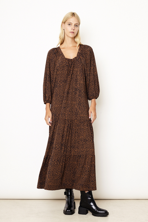 vestido jersey est mini folhas decote quadrado