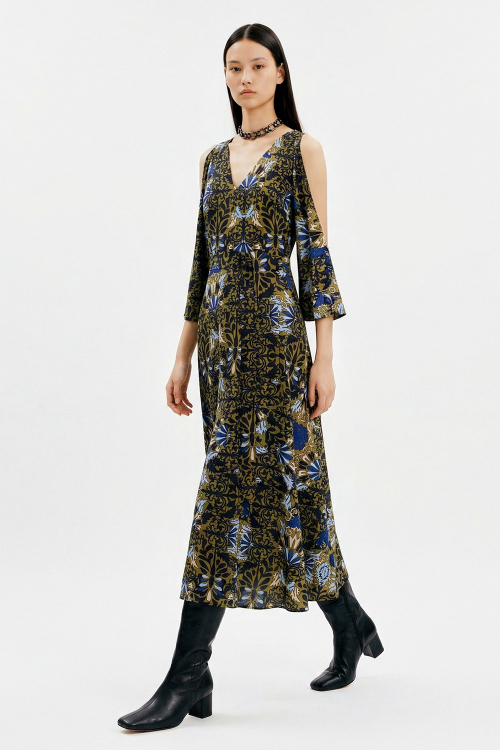 vestido jersey est ornamental ombros amostra