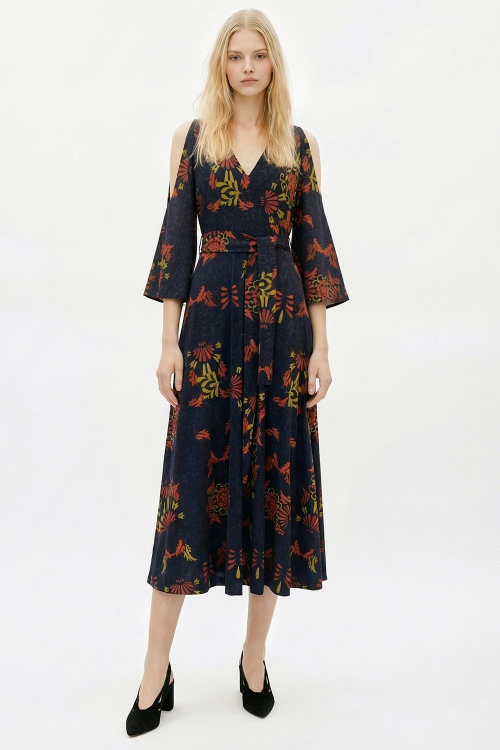 vestido jersey est ornamental ombros amostra