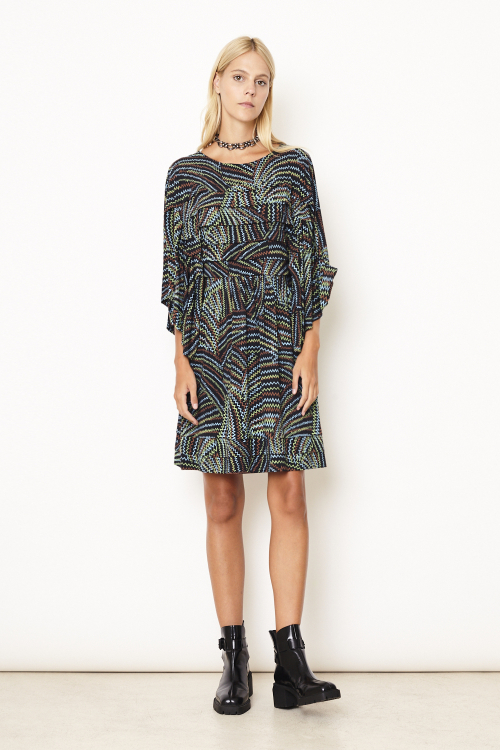 vestido jersey est zigue curto com mangas
