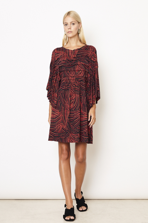 vestido jersey est zigue curto com mangas