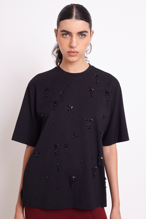 Camiseta Algodão Pima Bordado Franjas