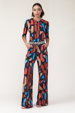 pantalona jersey mosaico com bolso