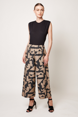 calça jacquard gráfico pantacourt