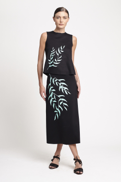 saia duplo leve silk textura floral