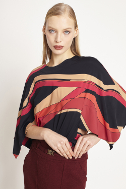 blusa jersey sem cava estampa ondas