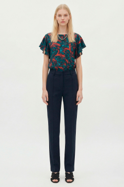 blusa seda estampa ventania babados