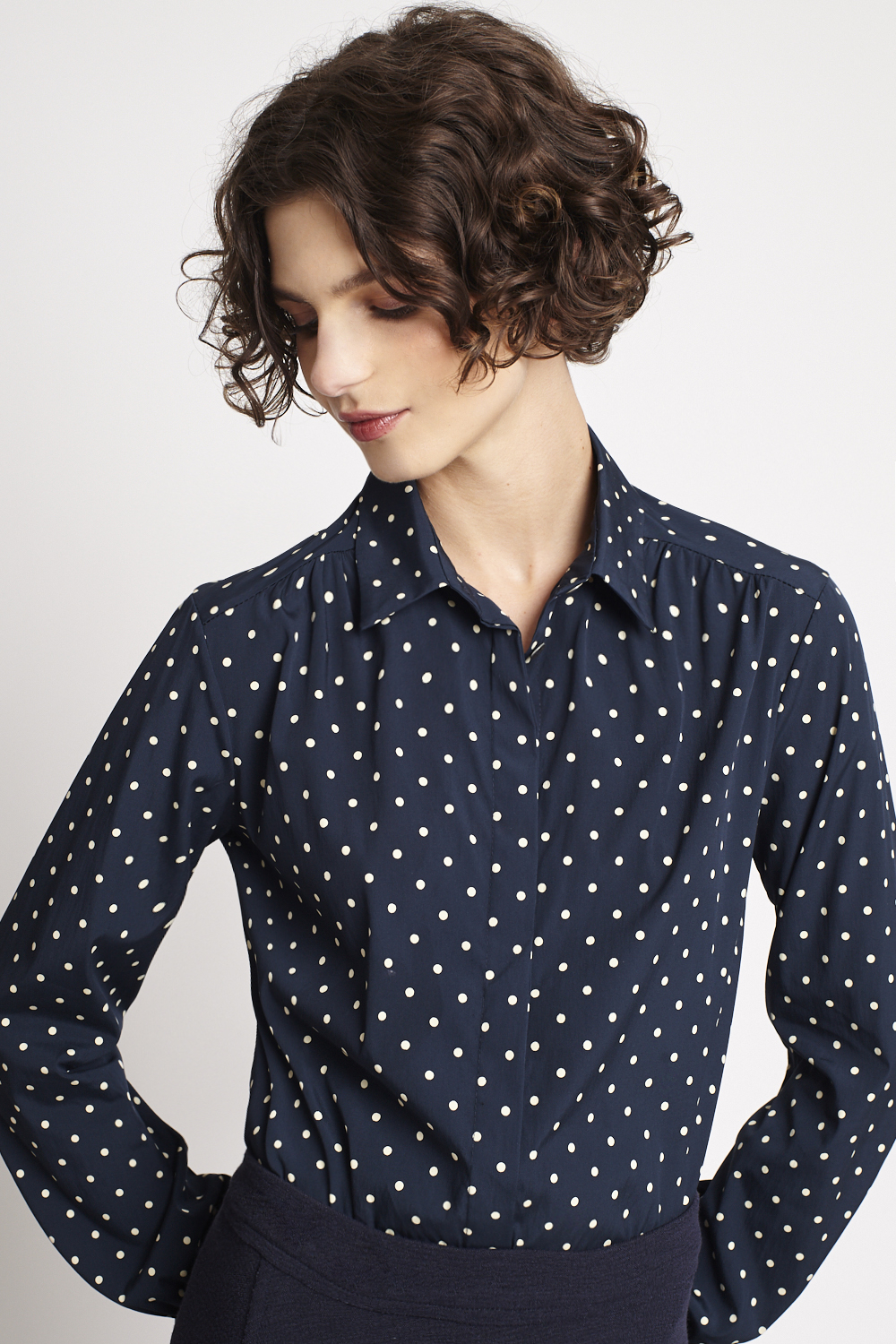 Camisa Tricoline Poá Manga Longa 2