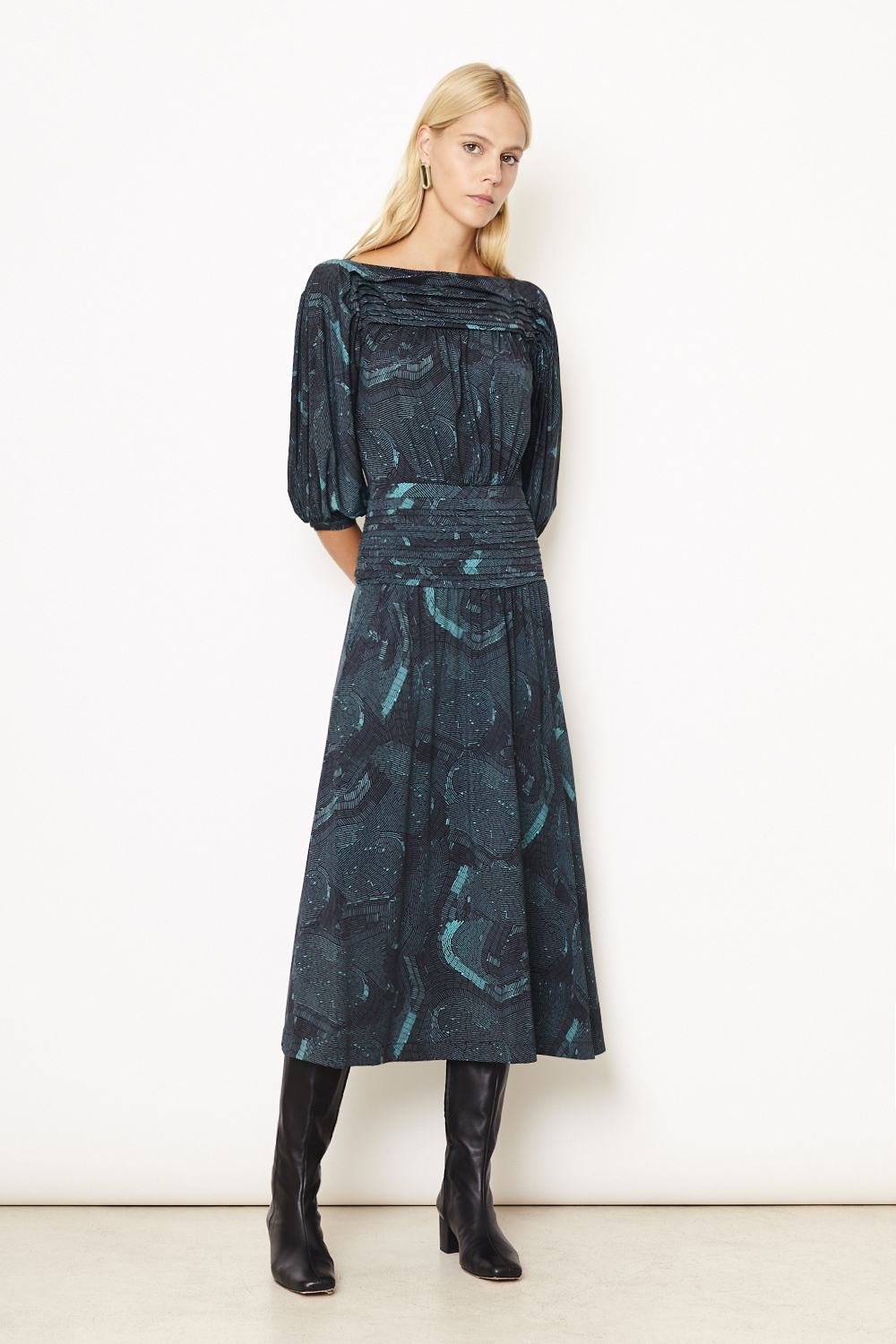 Vestido Jersey Est Canutilhos Pregas Pala 2